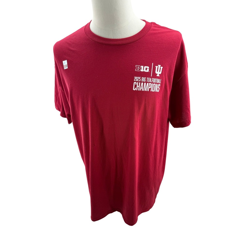 Indiana Hoosiers‎ 2025 Big Ten Football Champions Red Tee Shirt Mens XLarge NEW